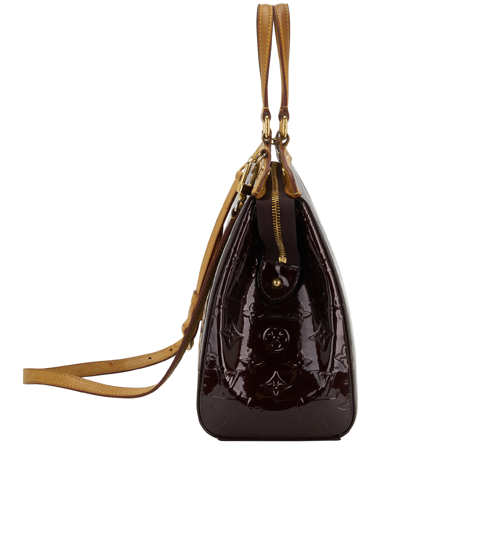 Brea MM, &pound;650, Handbags, Burgundy, Patent Leather, Side view